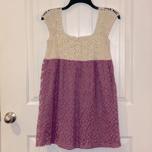 Listicle Sleeveless Crochet & Embroidered Tunic Top | Size Large